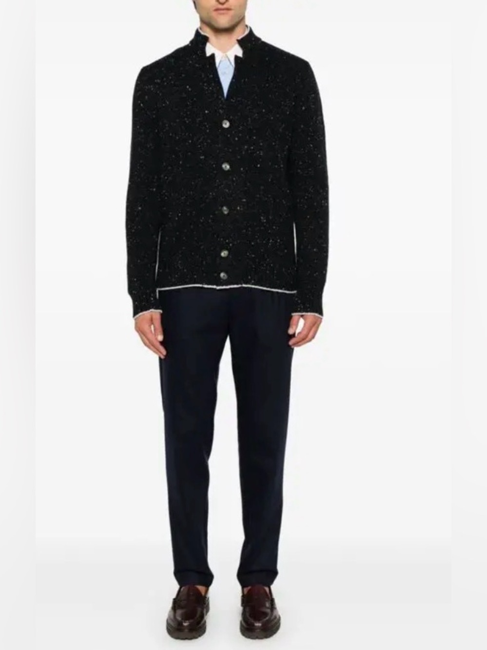 Eleventy Speckle Knit Men's Button-Front Knit Sweater Cardigan